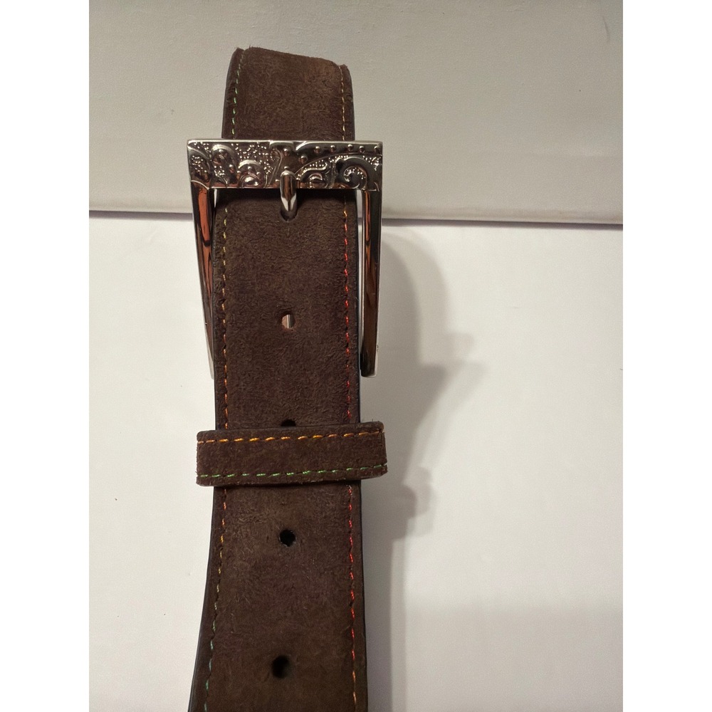 Robert Graham Mens Brown Suede Leather Belt Paisley Embossed Buckle RG800406-DXL